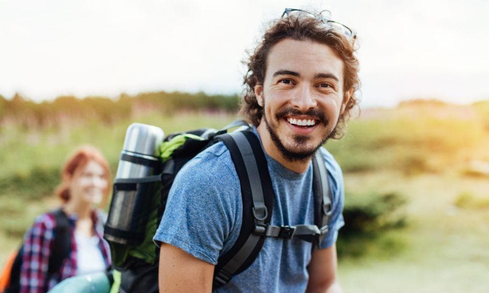 man hiking